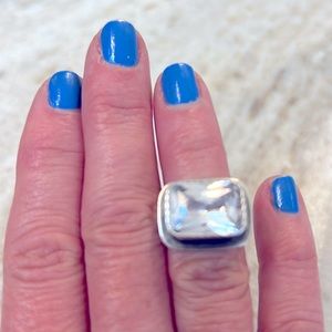 Silpada with clear stone hammered sides